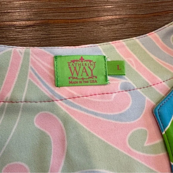 KATHERINE WAY BOLD MOD LONG SLEEVE SUMMER DRESS BOLD COLORFUL PRINT 1960s 1970s - Picture 8 of 13